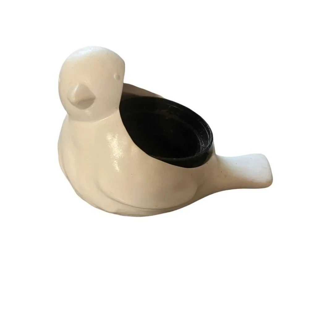 Small White Succulent Planter Bird